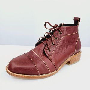 ELF Passage Lace Up Ankle Boots 9.5 Vintage Brown Leather Handmade Quality New